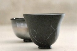 一寸 口出し 手出し 硝子の茶碗 鯉江良二