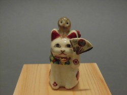 ふじもとふみえ 豆招き猫(ふくろう)